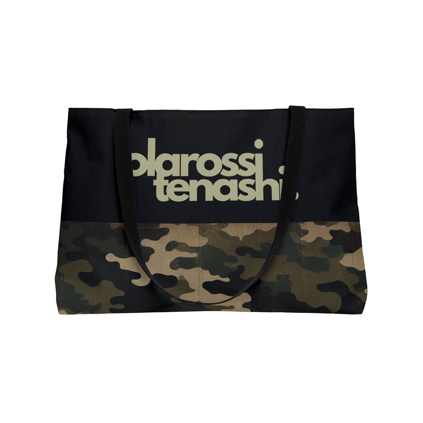 Black and Dark Green Camo - XL Weekender Tote Bag