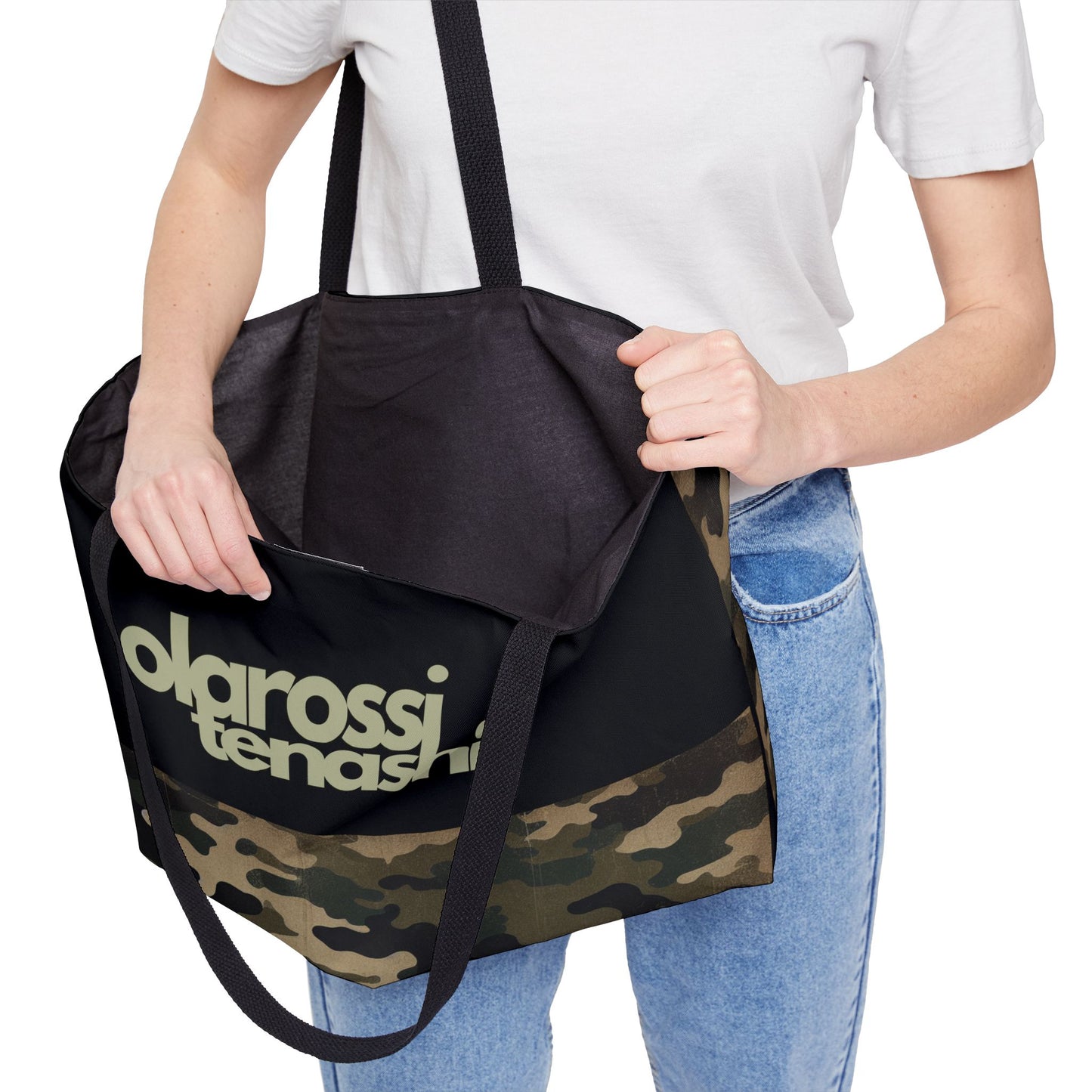 Black and Dark Green Camo - XL Weekender Tote Bag