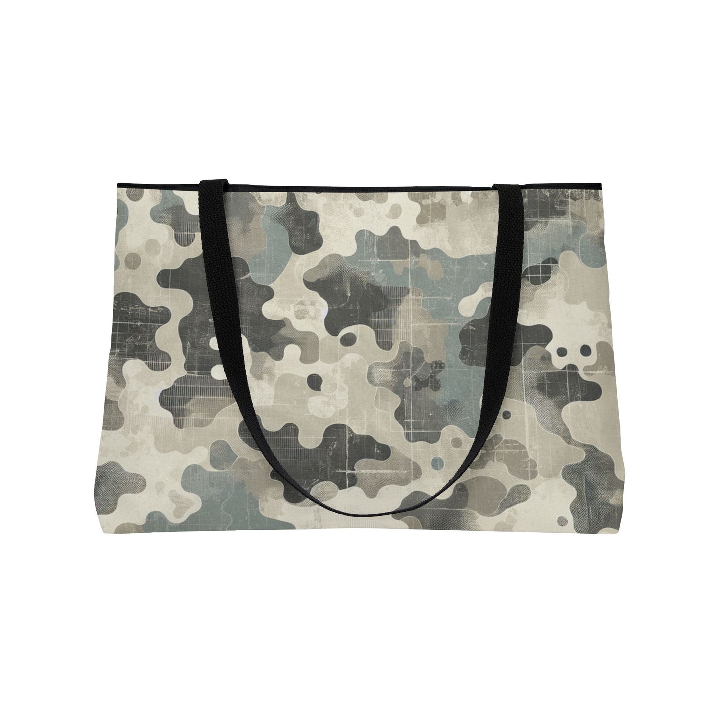 Black and Distressed Grey Camo - XL Weekender Tote Bag