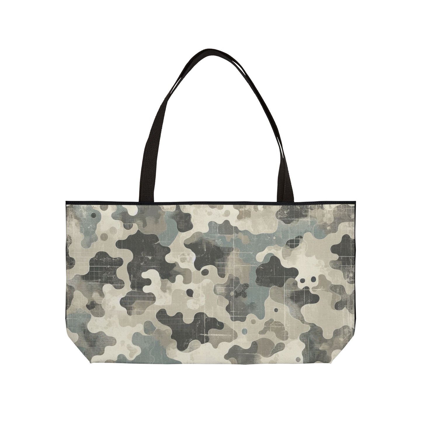 Black and Distressed Grey Camo - XL Weekender Tote Bag