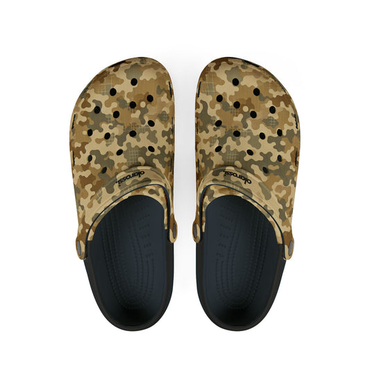 Black and Sand Camo - Foam Clogs