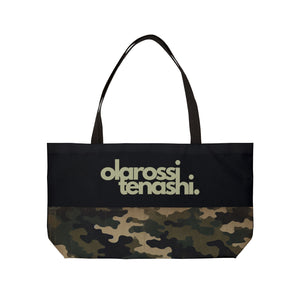 Black and Dark Green Camo - XL Weekender Tote Bag