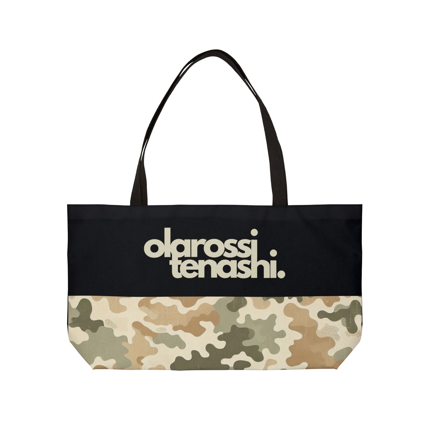 Black and Distressed Sand Camo - XL Weekender Tote Bag