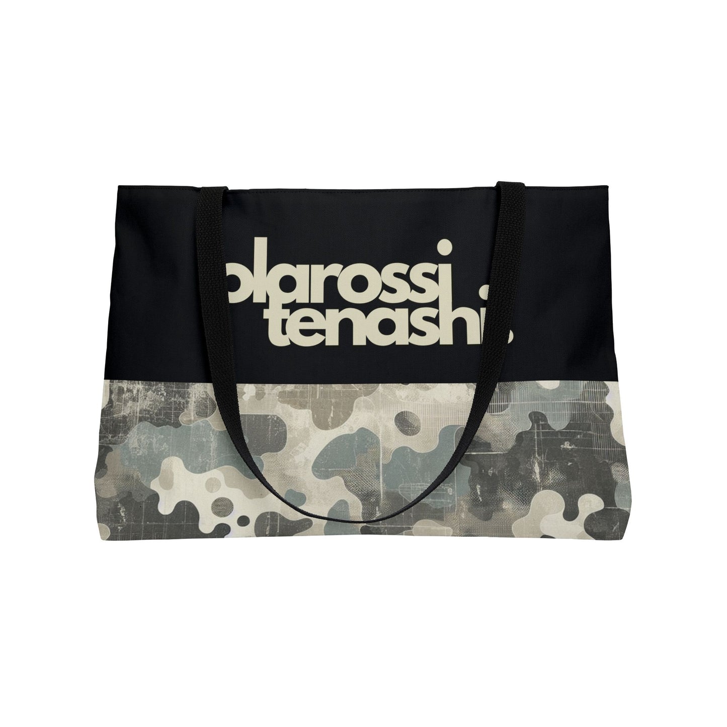 Black and Distressed Grey Camo - XL Weekender Tote Bag