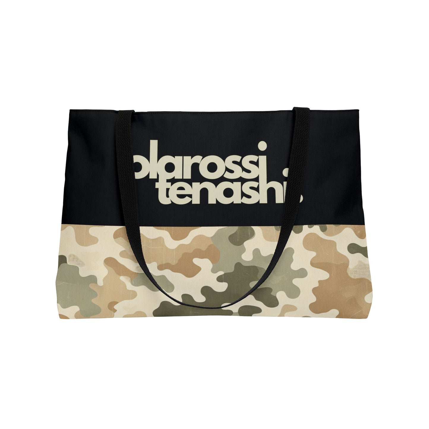 Black and Distressed Sand Camo - XL Weekender Tote Bag